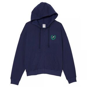 PINK Victoria's Secret Navy Hoodie with Green Logo
